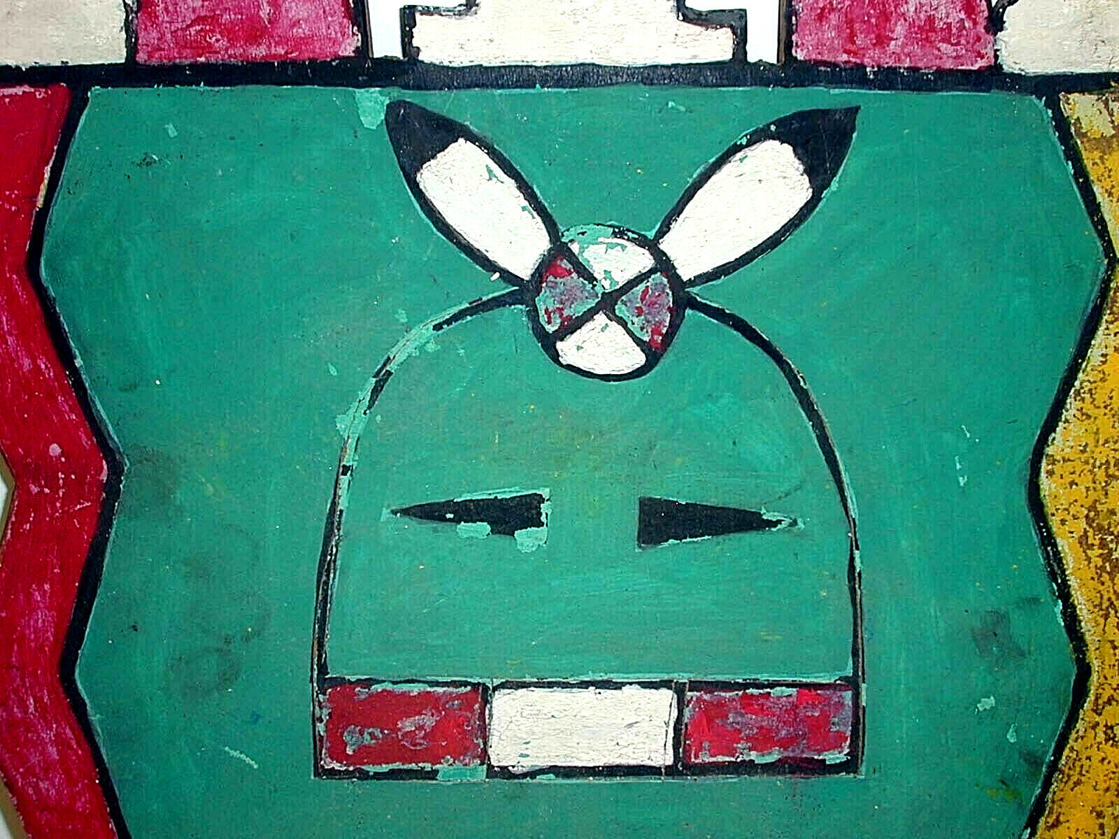 16th NuYrSale Jemez Pueblo Headress TABLETA VISOR Painted-Dance Worn 16 "x 12"