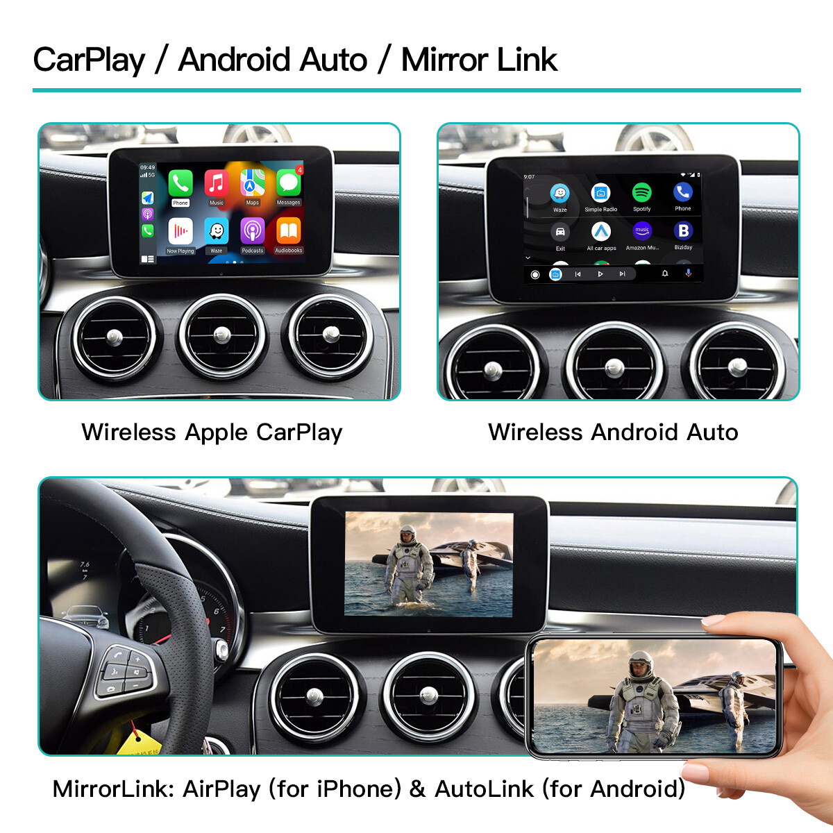 Wireless CarPlay Android Auto Module For Mercedes Benz NTG5.0 GLC X253 2015-2018