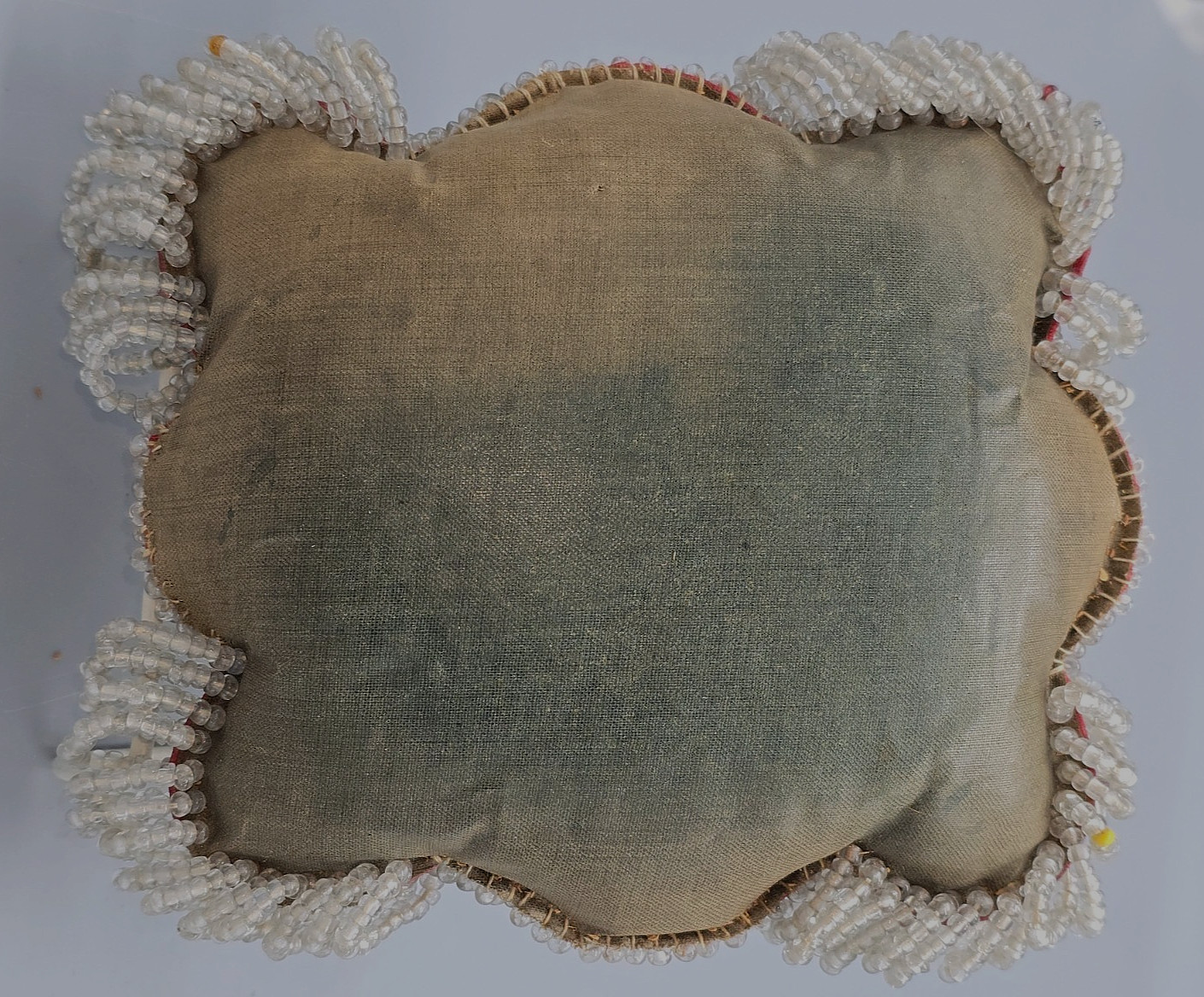 Antique Iroquois Nation 6x5" BEADED BIRD w/LEAVES PIN CUSHION/WALL ART, complete