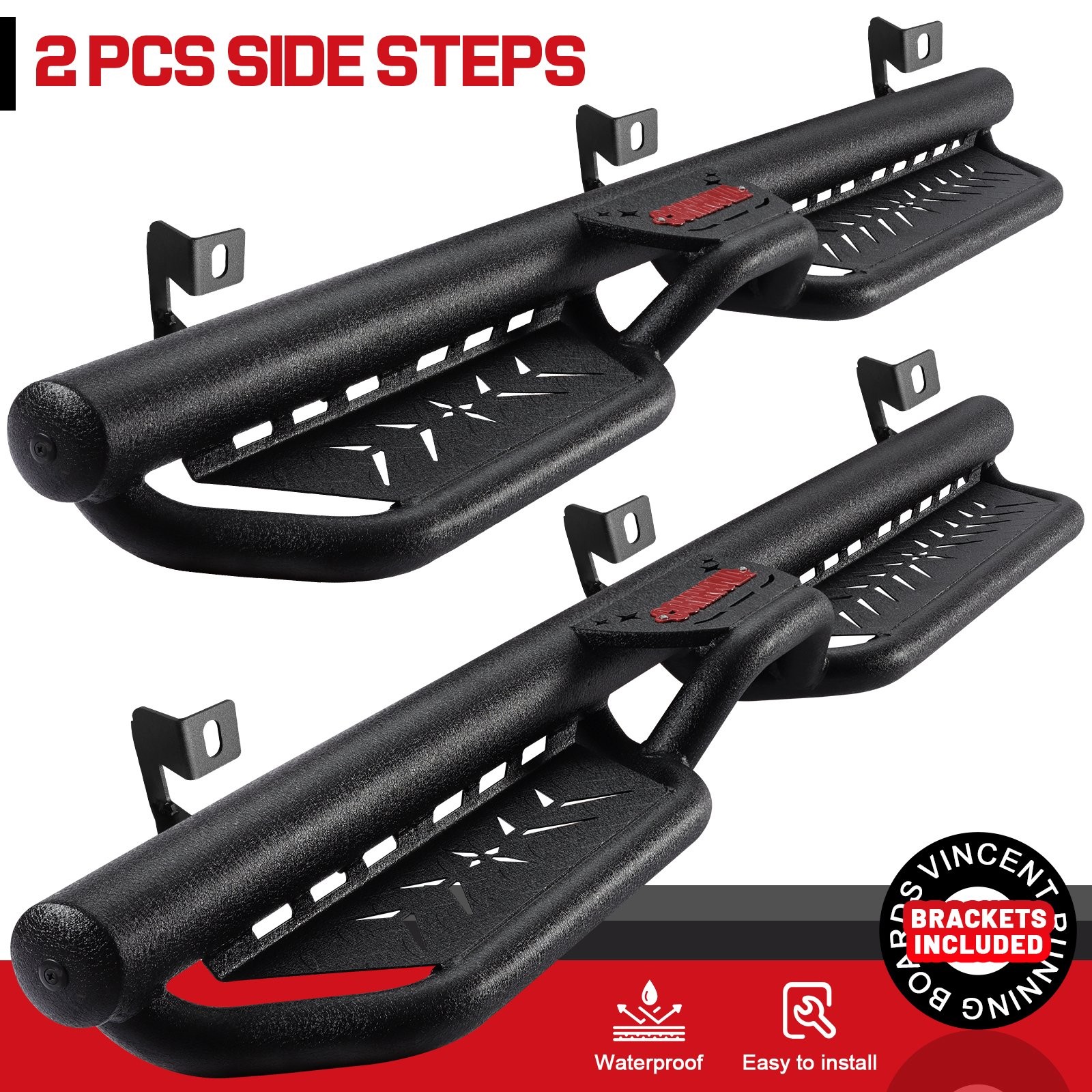 2-Stairs Running Boards For 2018-2026 Jeep Wrangler JL 4 Door Drop 6" Side Step