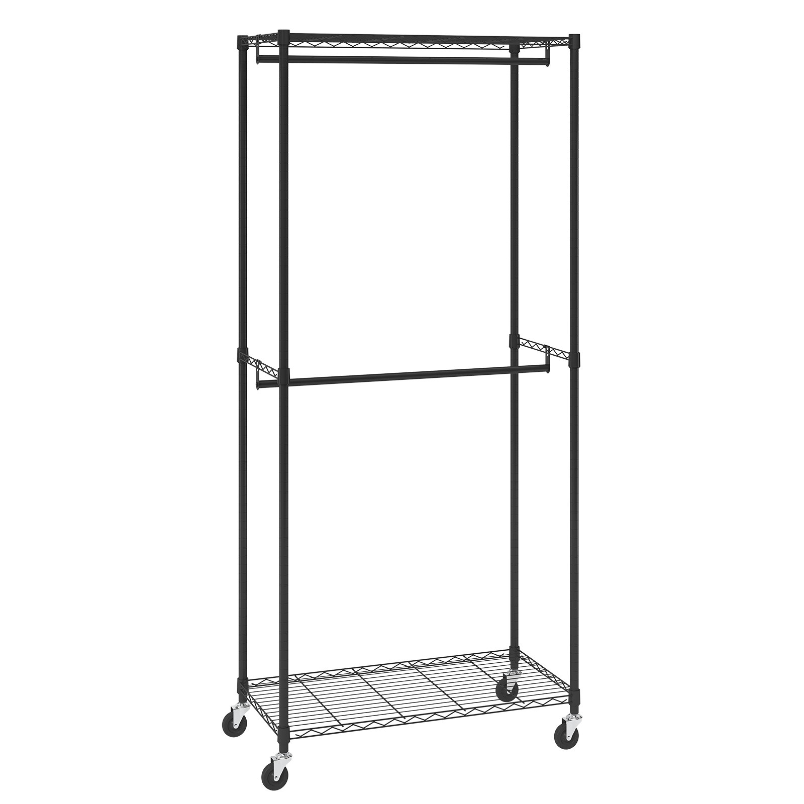Uimoso Clothes Rack Heavy Duty Clothing Garment Rack Double Hanging Rods 300 lbs