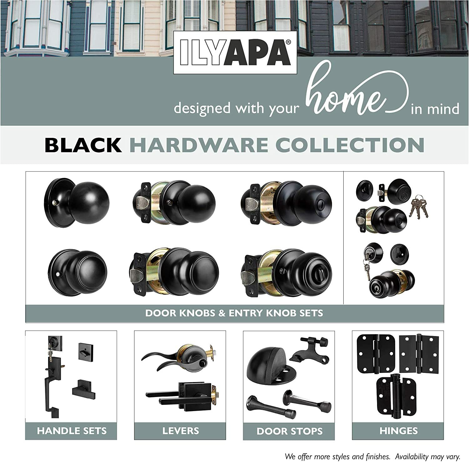 Ilyapa Privacy Door Knob for Bed/Bath - Ball, Matte Black