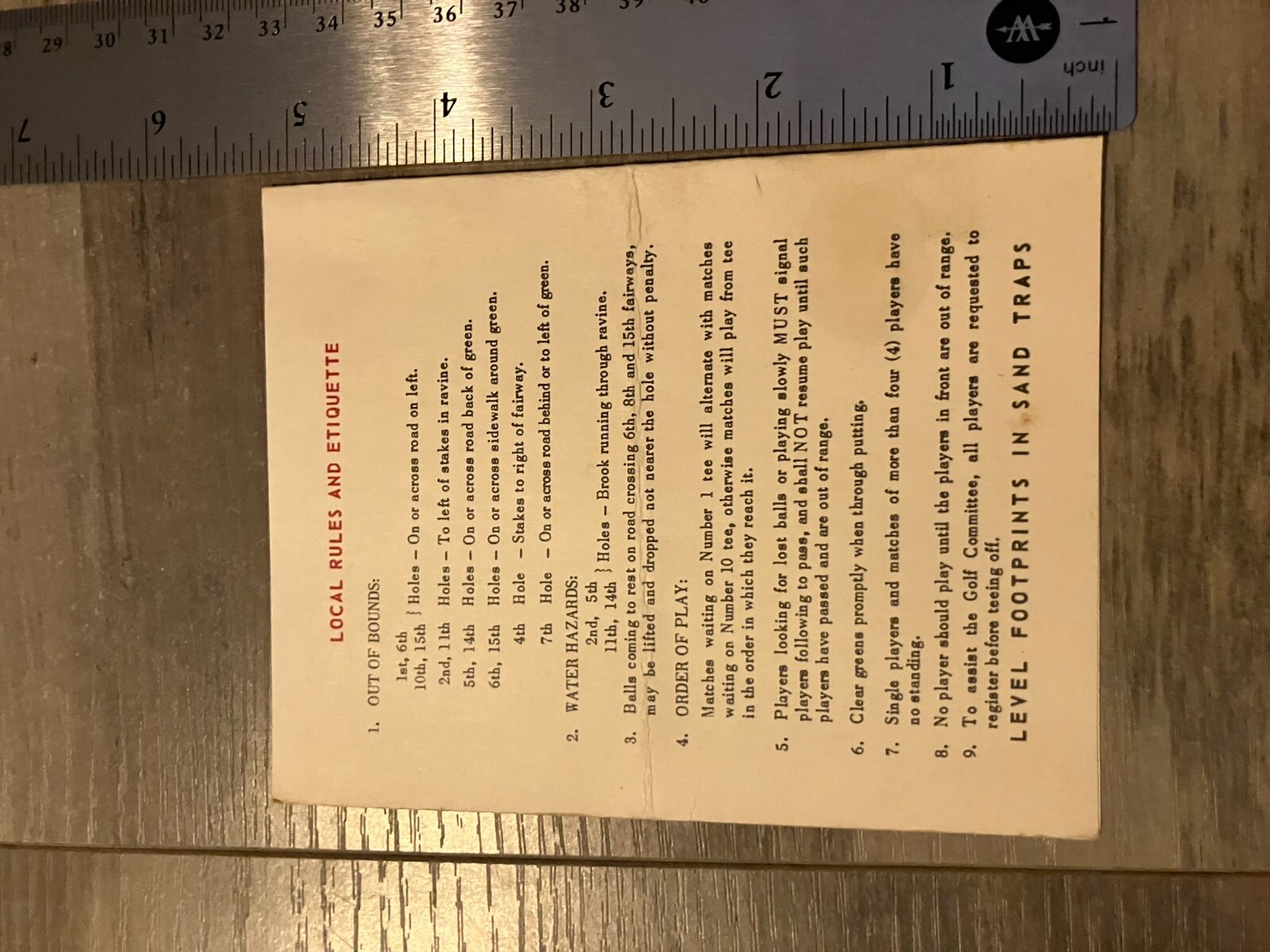 VTG Abderdeen Proving Grounds Golf Scorecard Military Army