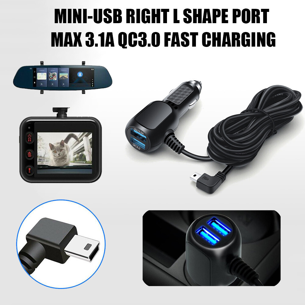 QC3.0 Car Charger Power Cord For Garmin Nuvi 50LM/T 55 LM/T 65 LM/T GPS Dash Cam