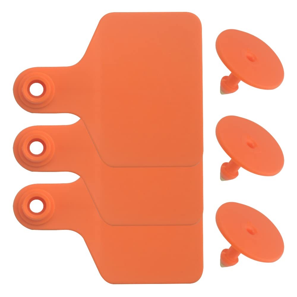 100 Sets Livestock Identification Blank Ear Tags Orange Livestock Ear Tag Bla...