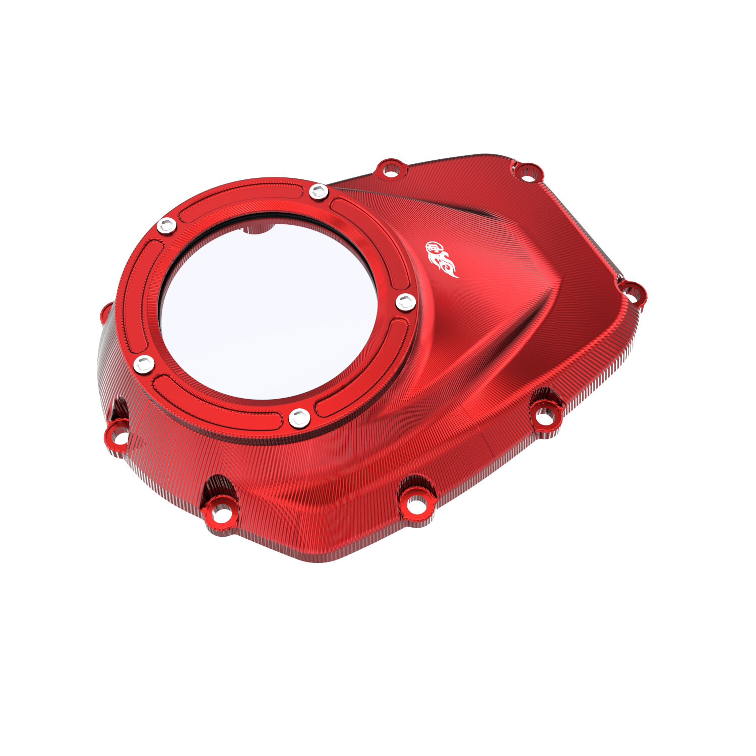 Red Camshaft Cover with Transparent Glass Fits Harley 17-23 FLHR FLH FLTC w/M8