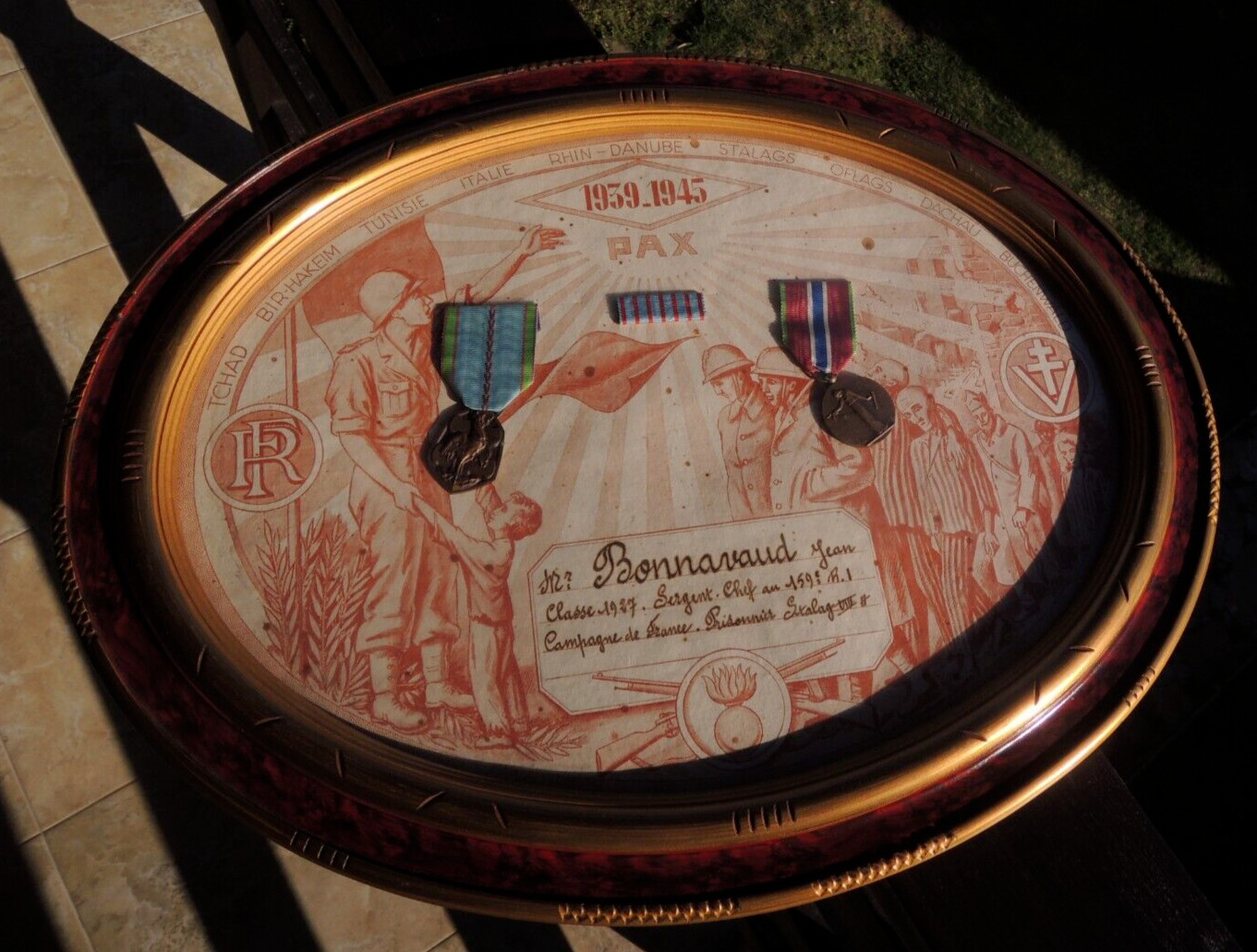 French commemorative certificate contraction camp Stalag VIII A 1939-45 military