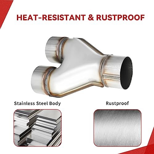 Exhaust Y Pipe 3'' Single to 3'' Dual, Stainless Steel 3" to 3" Y Pipe