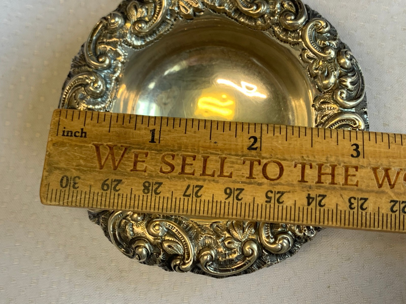 Antique Sterling Silver Condiment Dish Master Salt Cellar 37.84g Floral Repousse