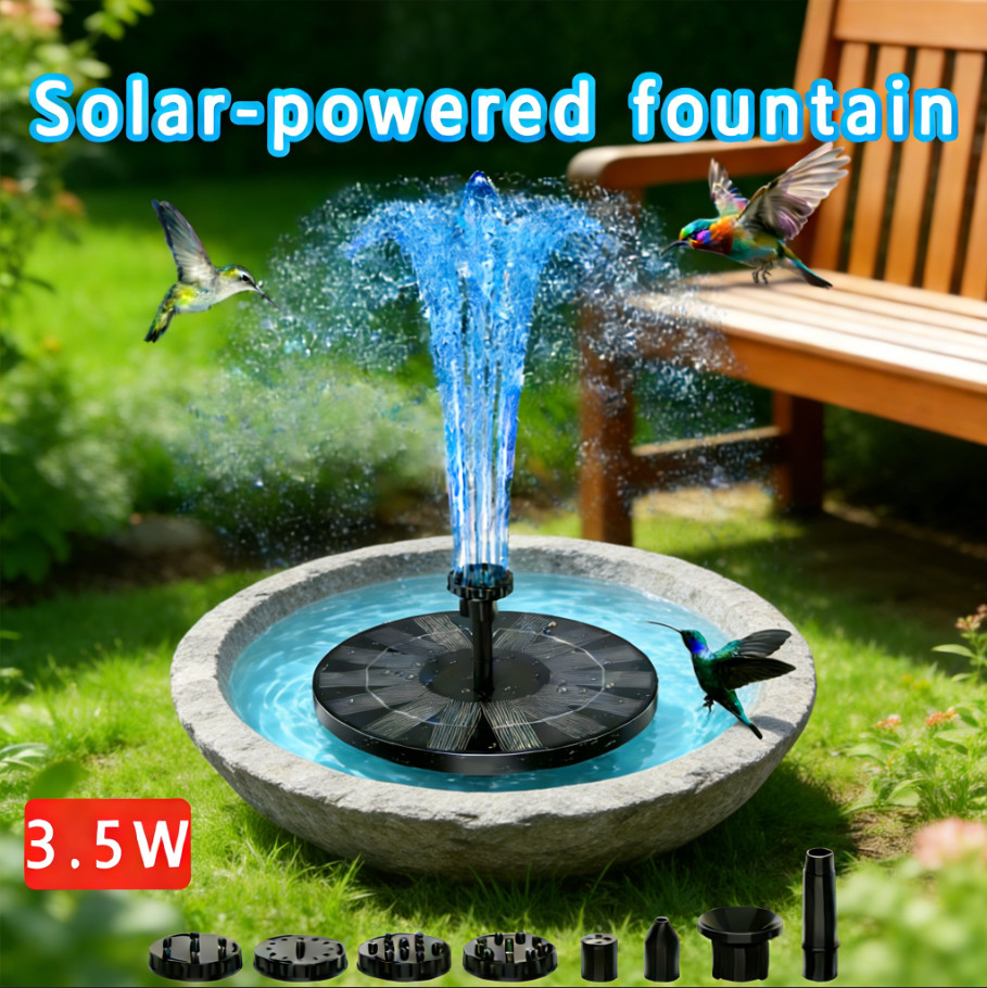 Yard Bird Bath Solar Power Fountain Floating Water Pump Outdoor Pond Decor