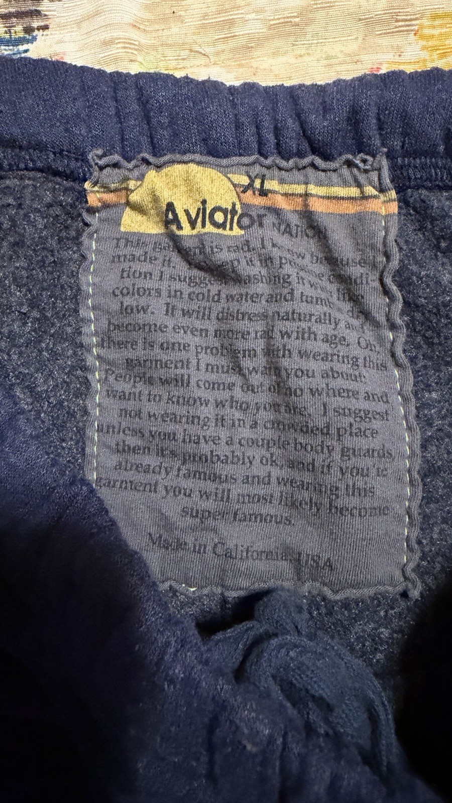 AVIATOR NATION Rainbow Stripe Blue Sweatpants XL