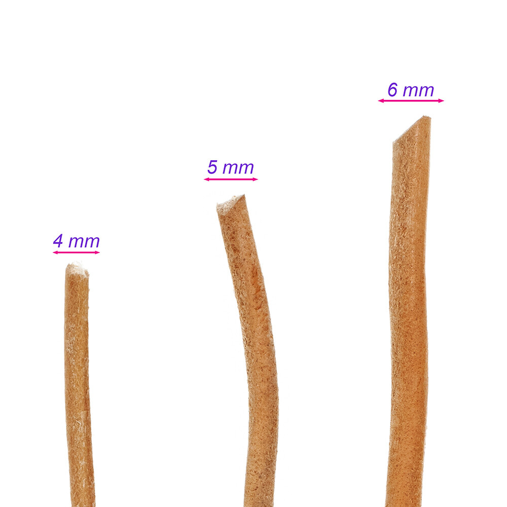 Round Leather Cord By Craft County - In 4mm, 5mm, & 6mm Sizes - 6 Color Options