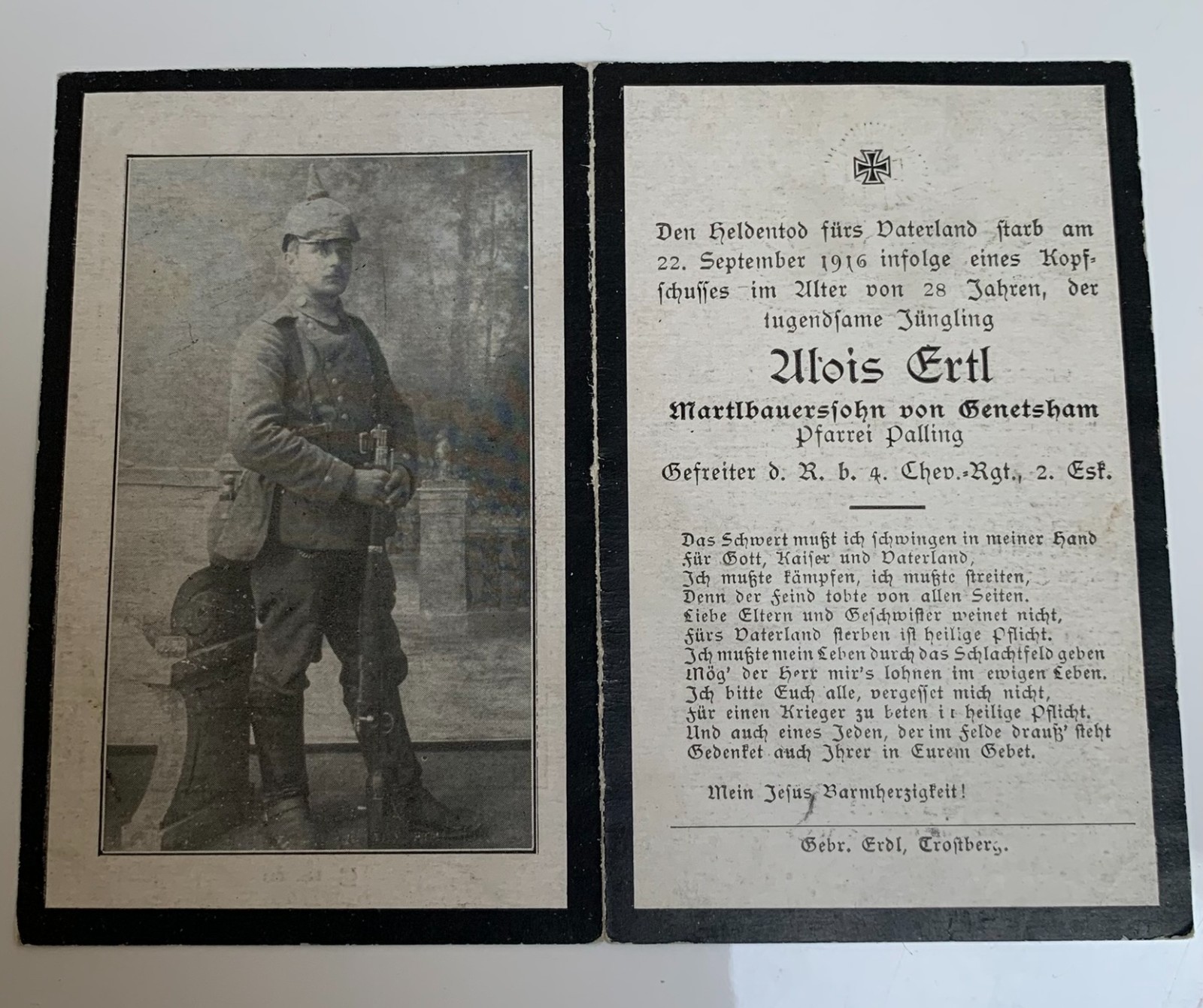 Group 5 KIA WW1 German Army Soldiers Mourning Death Cards Killed in Action