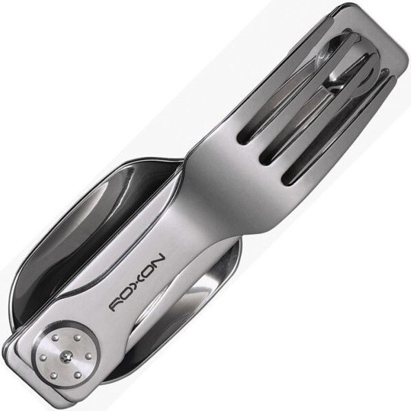 ROXON 2 in 1 Camping Utensil Set Locking Detachable Spoon & Fork Strong Magnet