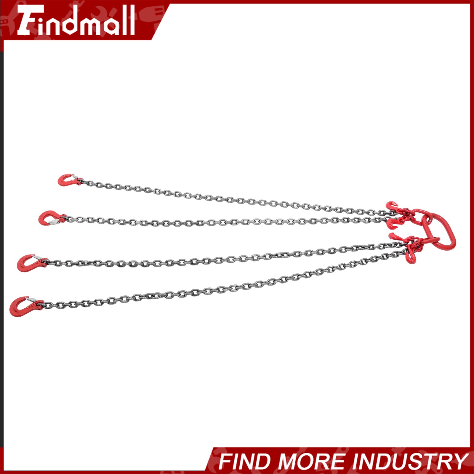Findmall Chain Sling 5/16In × 5FT G80 11000Lbs 4 Legs Lifting Chain W/Adjusters