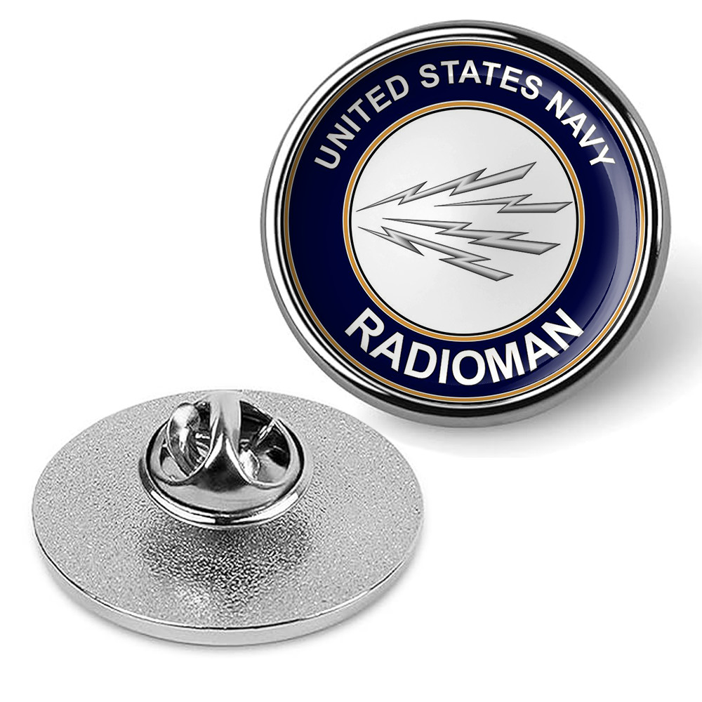 U.S. Navy Radioman RM Tie Tac, Hat Pin, Military Emblem Lapel Pin - Silver