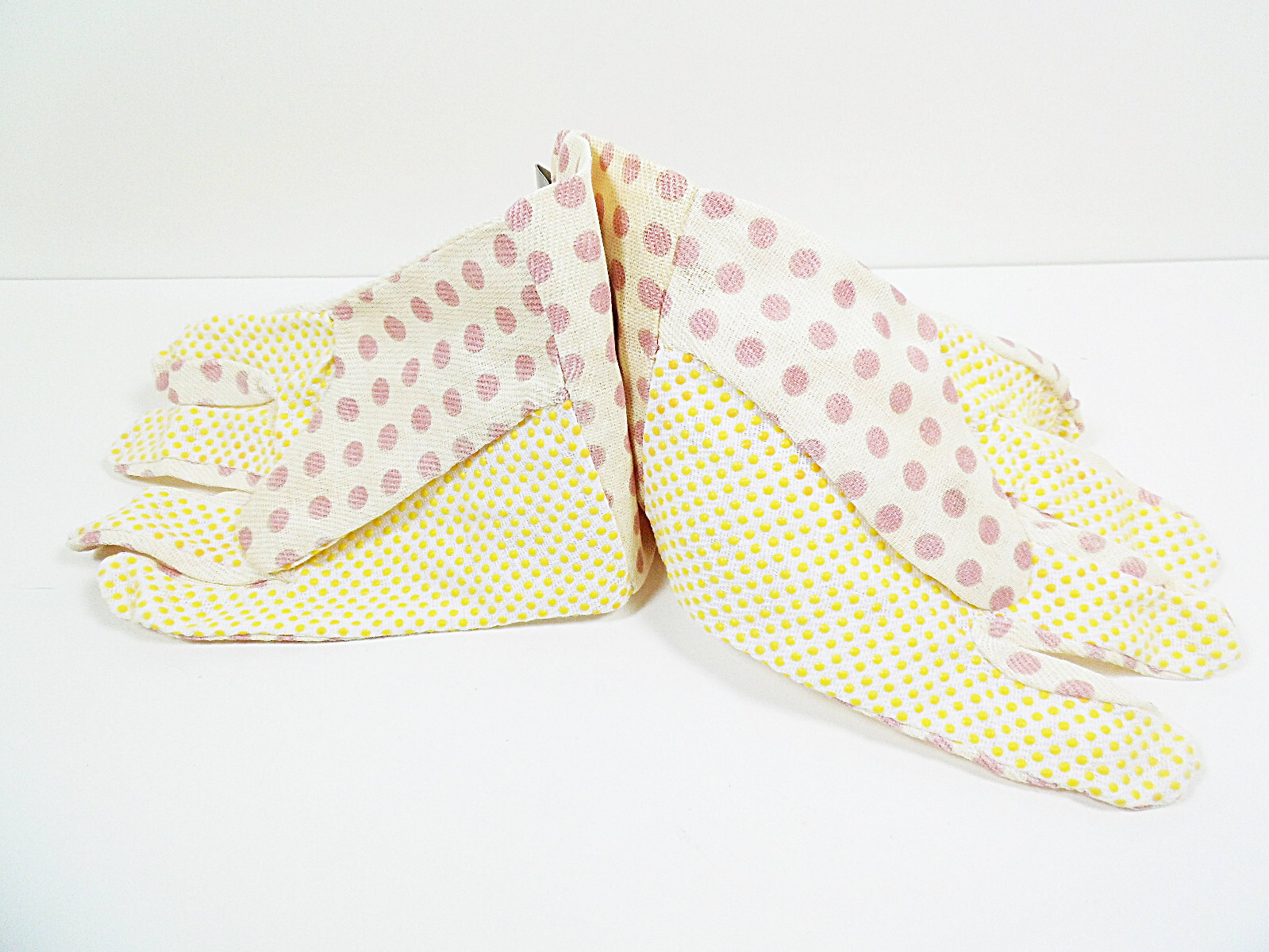 Garden Gloves w Grip Dots L SM XS Gardening Gauntlet Glove Cotton 1 Pr. Cleanup