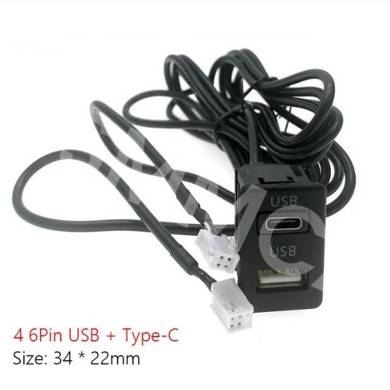 145cm Car Dash Panel Mount Interface Extension Cable Adapter 2 USB Port Socket