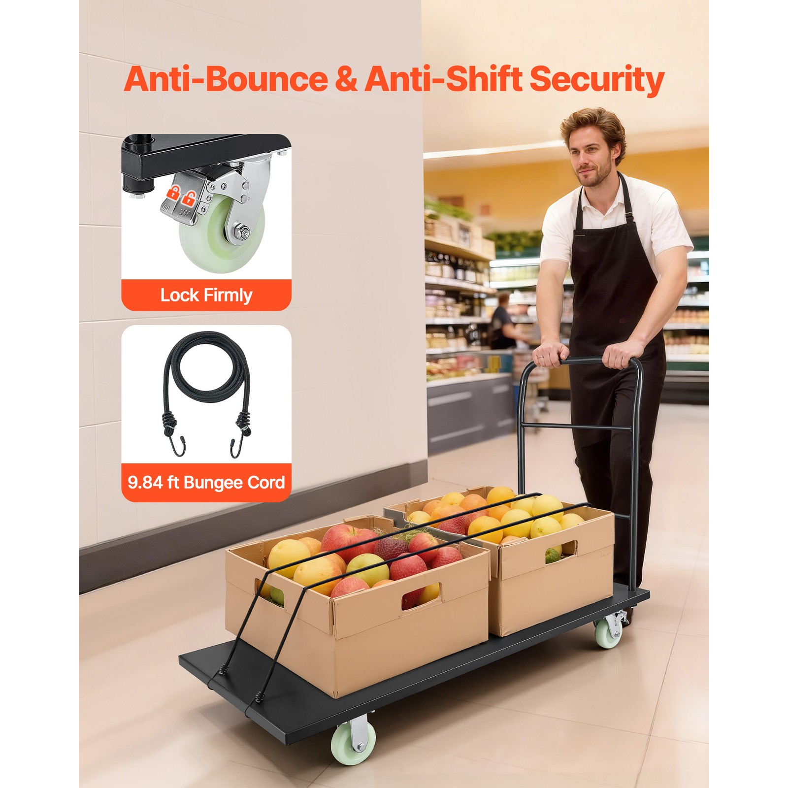 Uimoso Heavy Duty Industrial Platform Cart 2000 lbs Capacity with Wheels