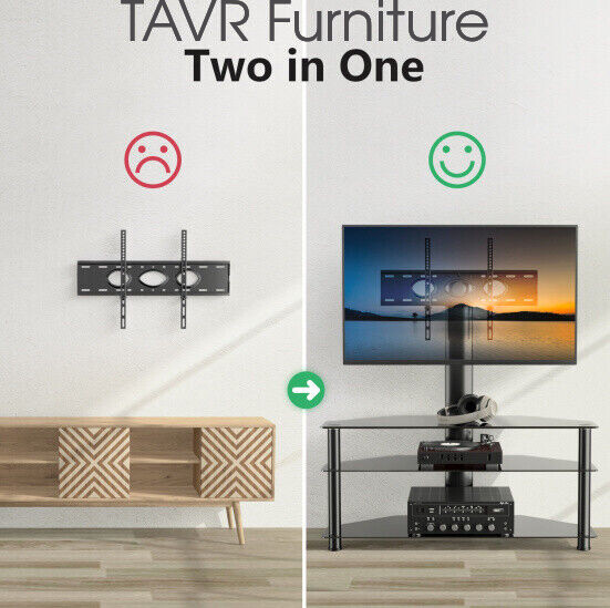 TV Floor Stand with Swivel Mount for 32-70 inch TV，6-level Height adjustable