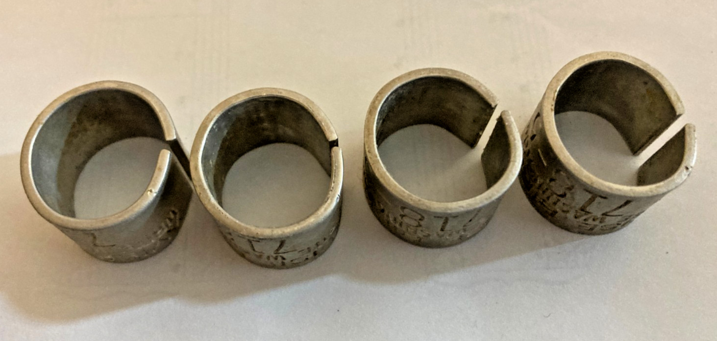 AVISE Bird Leg Bands - 718 Prefix - Write Washington DC USA - 4 Vintage Bands