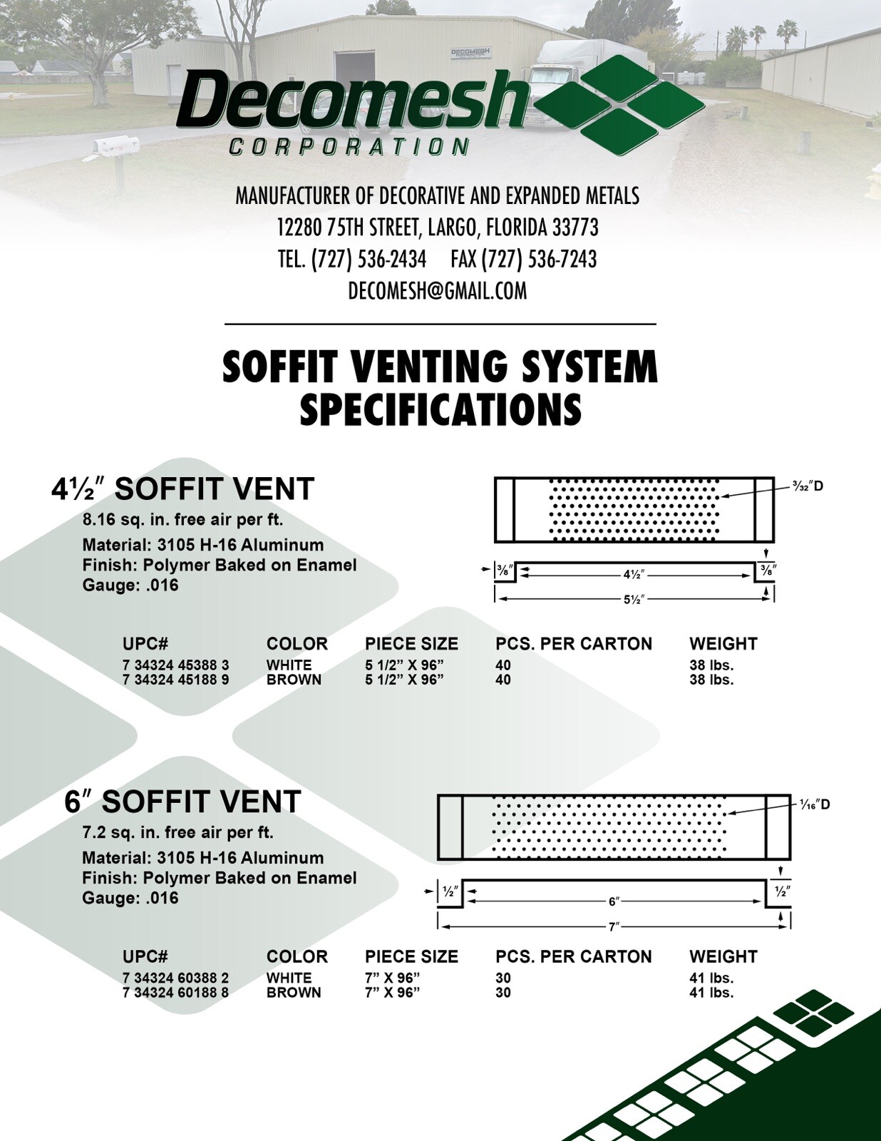 Decomesh 4.5" Aluminum Undereave Soffit Vent White