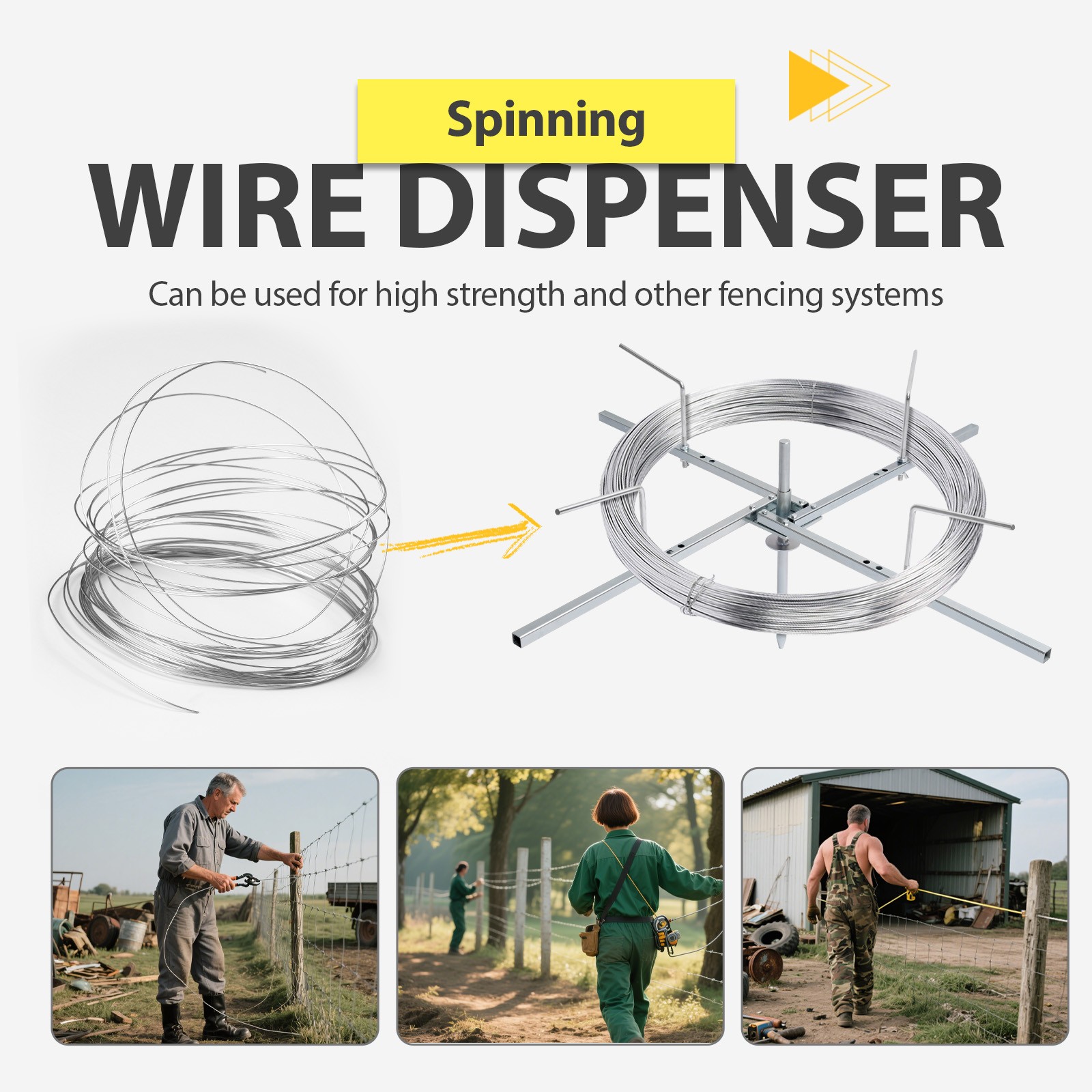 Spinning Jenny Fence Wire De-Reeler For Both High Tensile Other Fence Systems