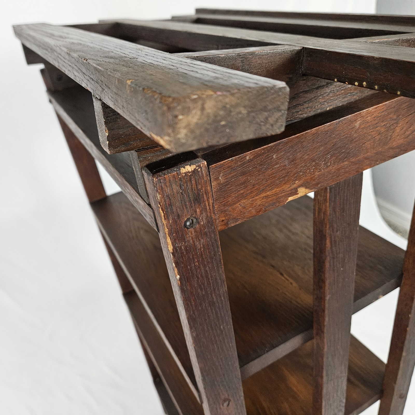 Antique Mission Oak Library Lectern Book Shelf Early 1900's Arts & Crafts