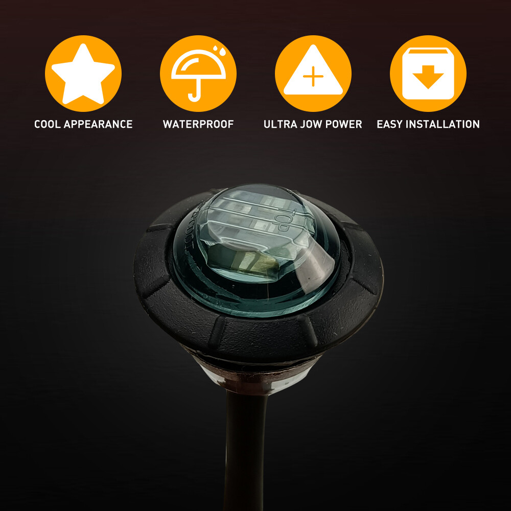 20X 3/4" 12V Marker Lights LED Truck Trailer Round Side Bullet Light Amber Red