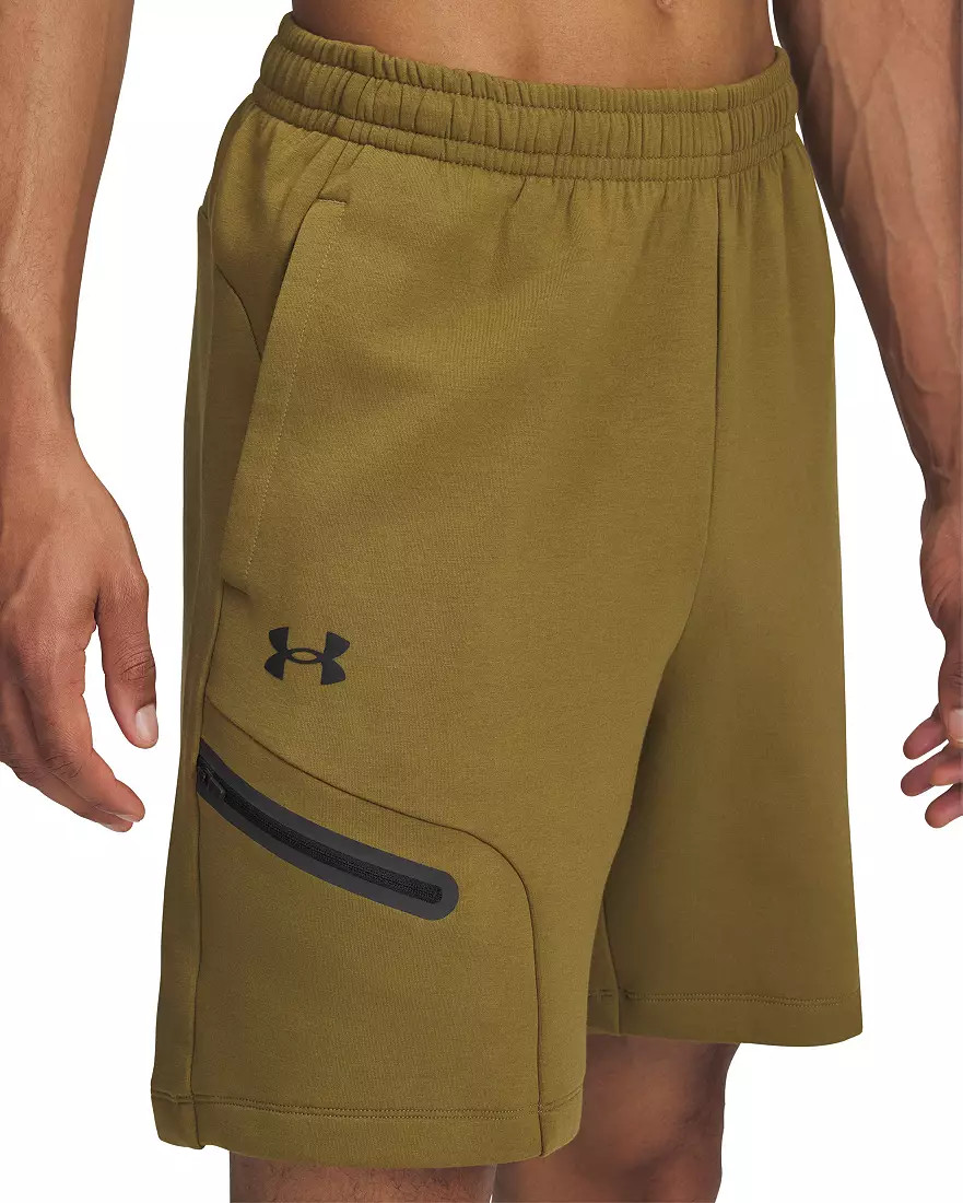 UNDER ARMOUR Shorts Mens Medium UNSTOPPABLE FLEECE CANTEEN GREEN/Black NWT $70