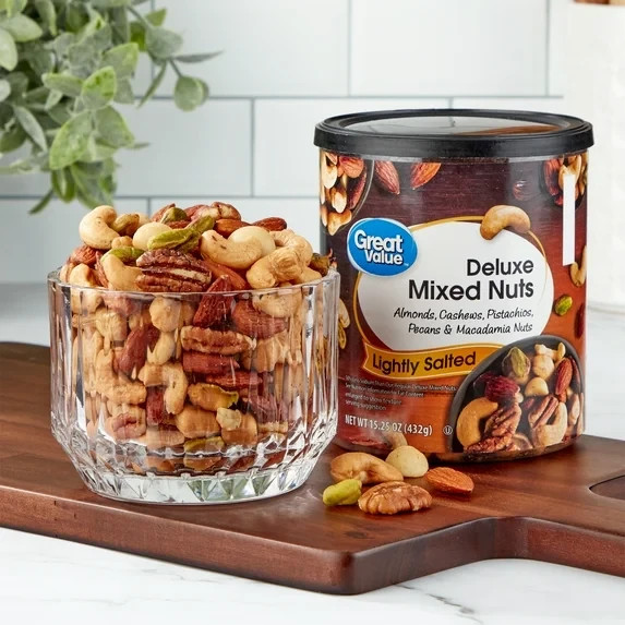 Great Value Lightly Salted, Deluxe Mixed Nuts, 15.25 oz 2 PACK
