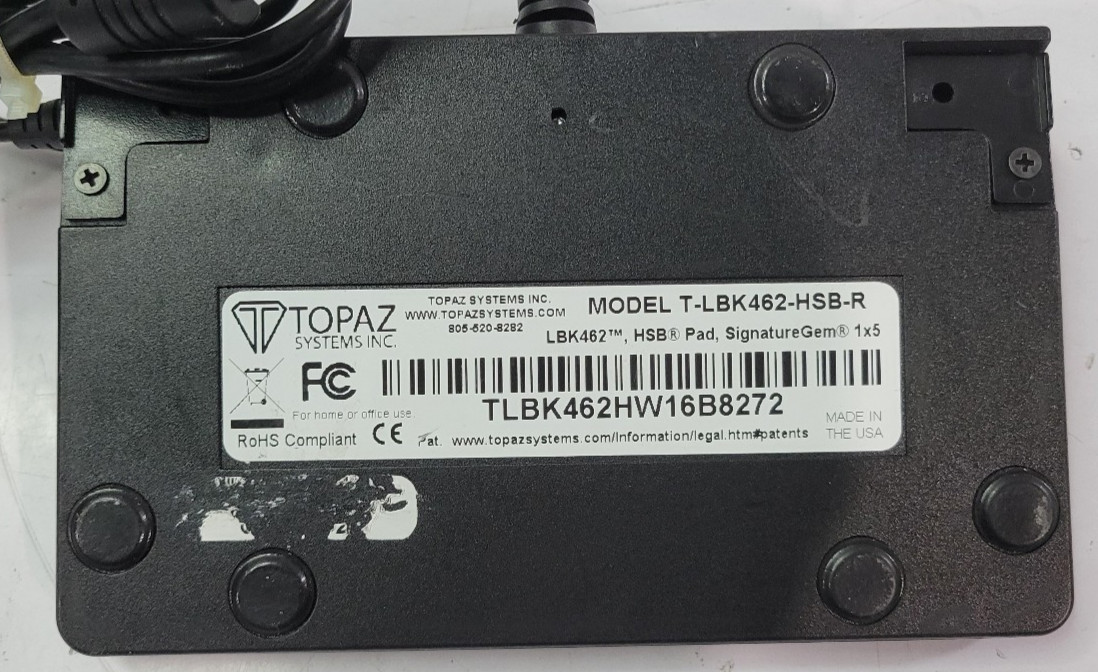 Topaz Systems T-LBK462-HSB-R 1x5 Signature Pad USB - TESTED