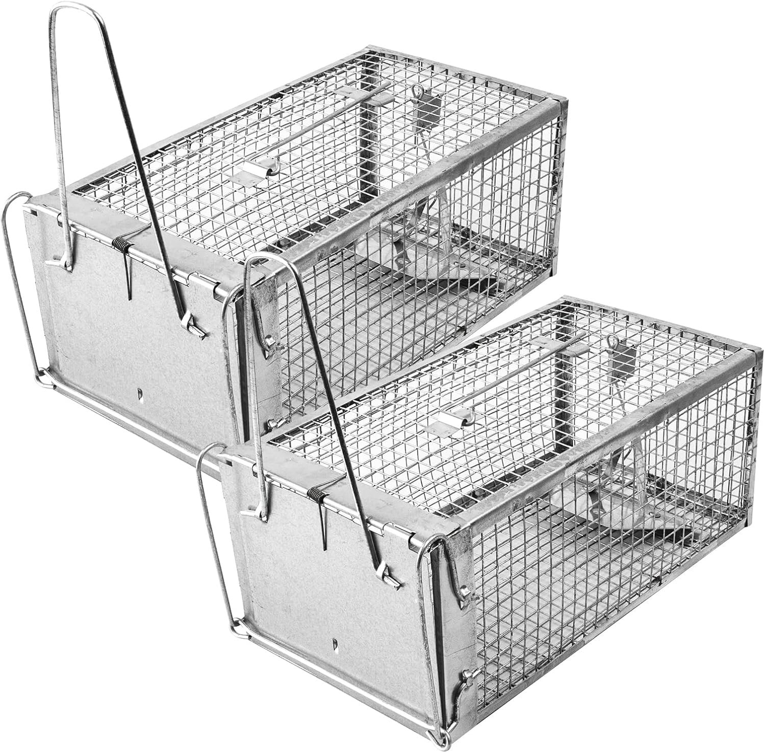 2 PACK Medium Humane Rat Cage Trap Easy Catch and Release Live Animal Trap Metal