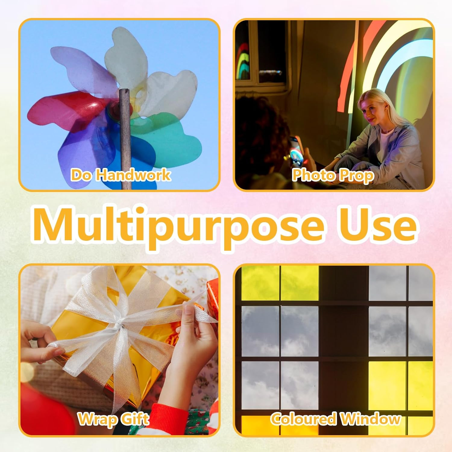 Colored Acetate Sheets - 160 Pack of 7.5x7.5 Inch Craft Transparency Paper