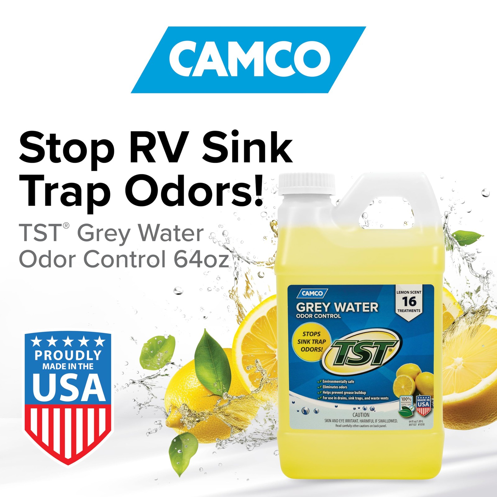 Camco TST Camper/RV Grey Water Odor Control - Removes Grease Buildup in Gray