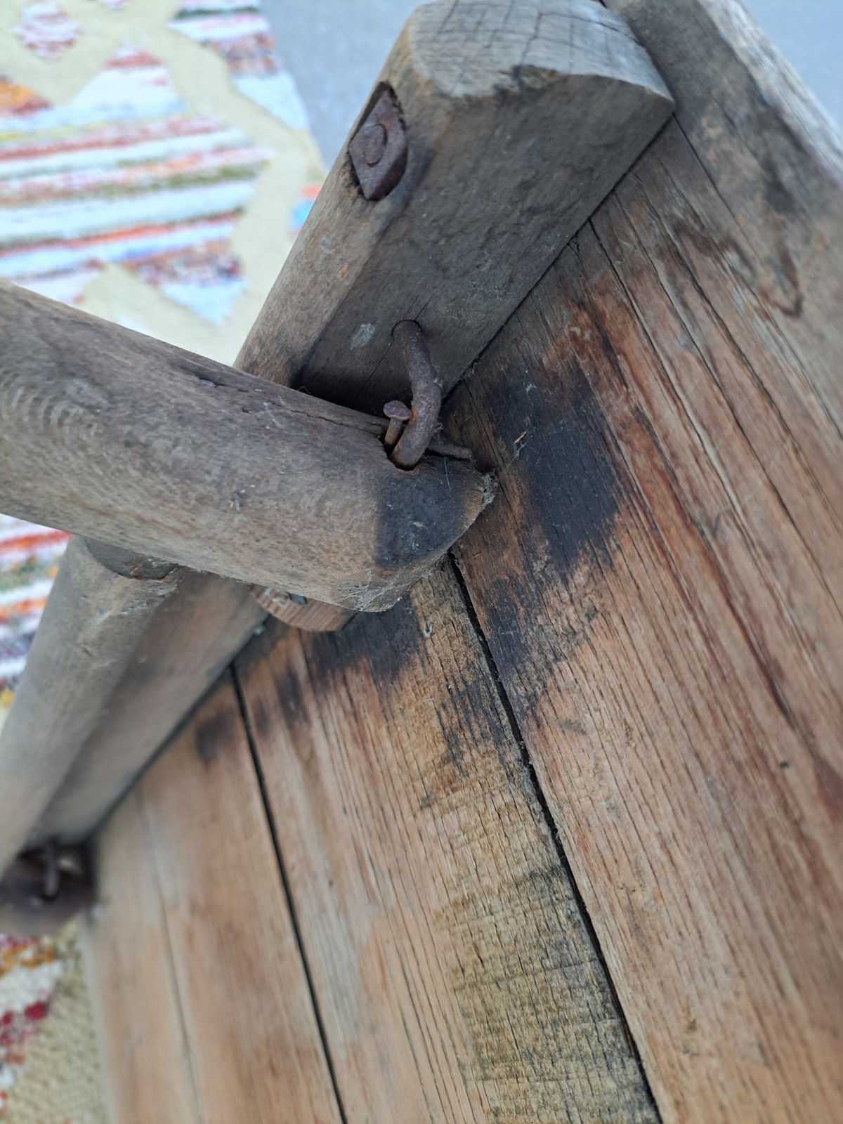 Antique Oak Folding Table No. 1 Primitive Distressed Needs Work