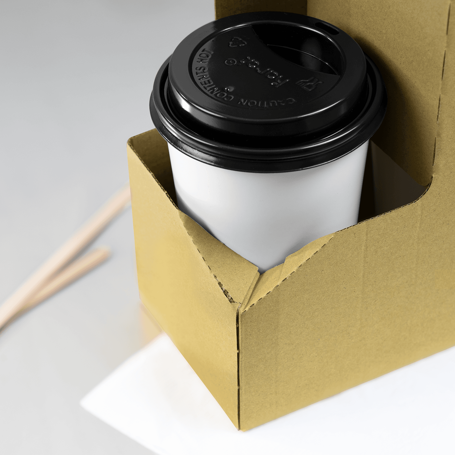 Karat 2 Cup Paperboard Carrier with Handle for 10-32 oz cup, Kraft - 250 pcs