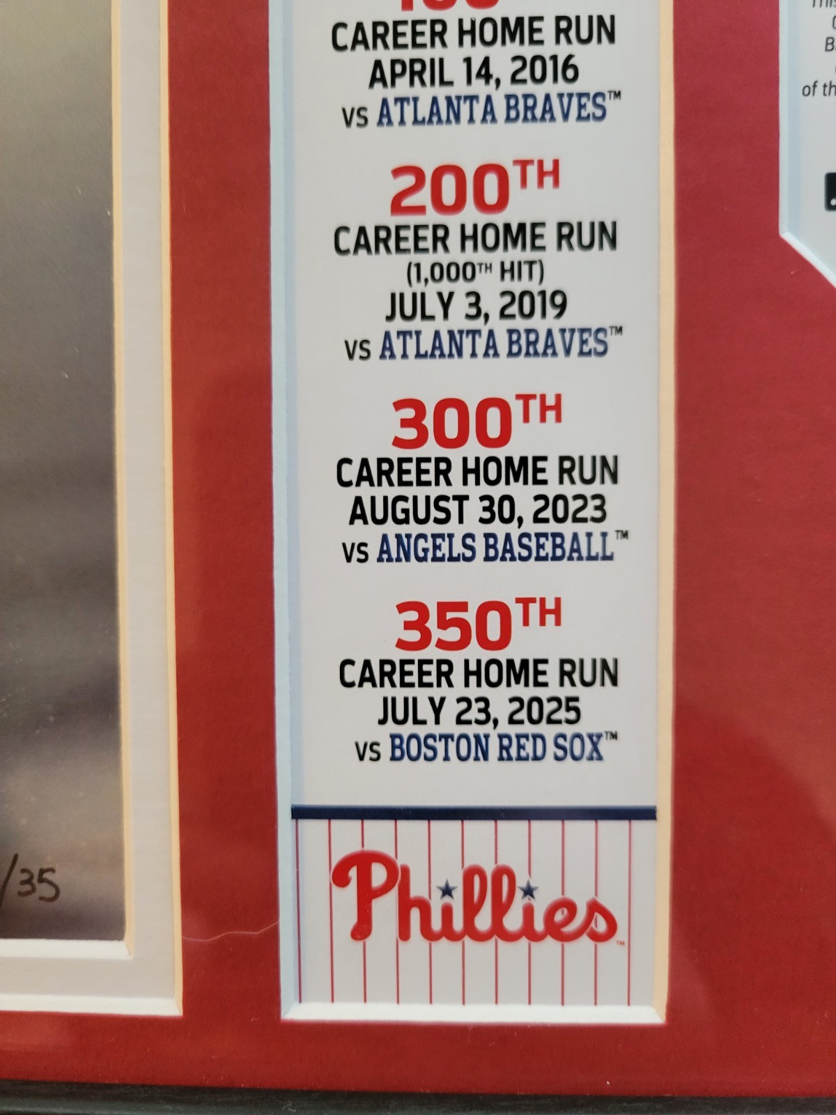 The Highland Mint Bryce Harper /35 350th Career Homerun Plaque 11"×14" Phillies