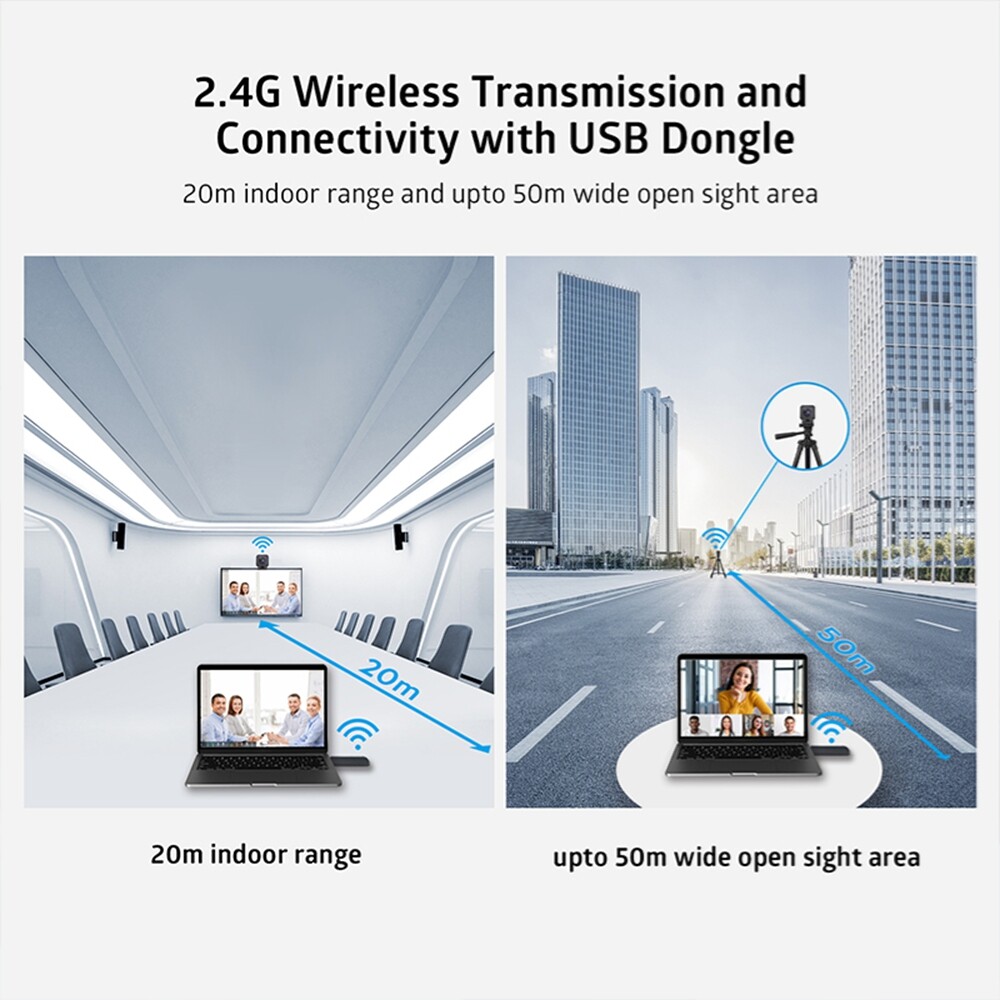 TOALLIN 1080P HD Wireless Webcam for PC Noise-cancelling Built-in microphone New