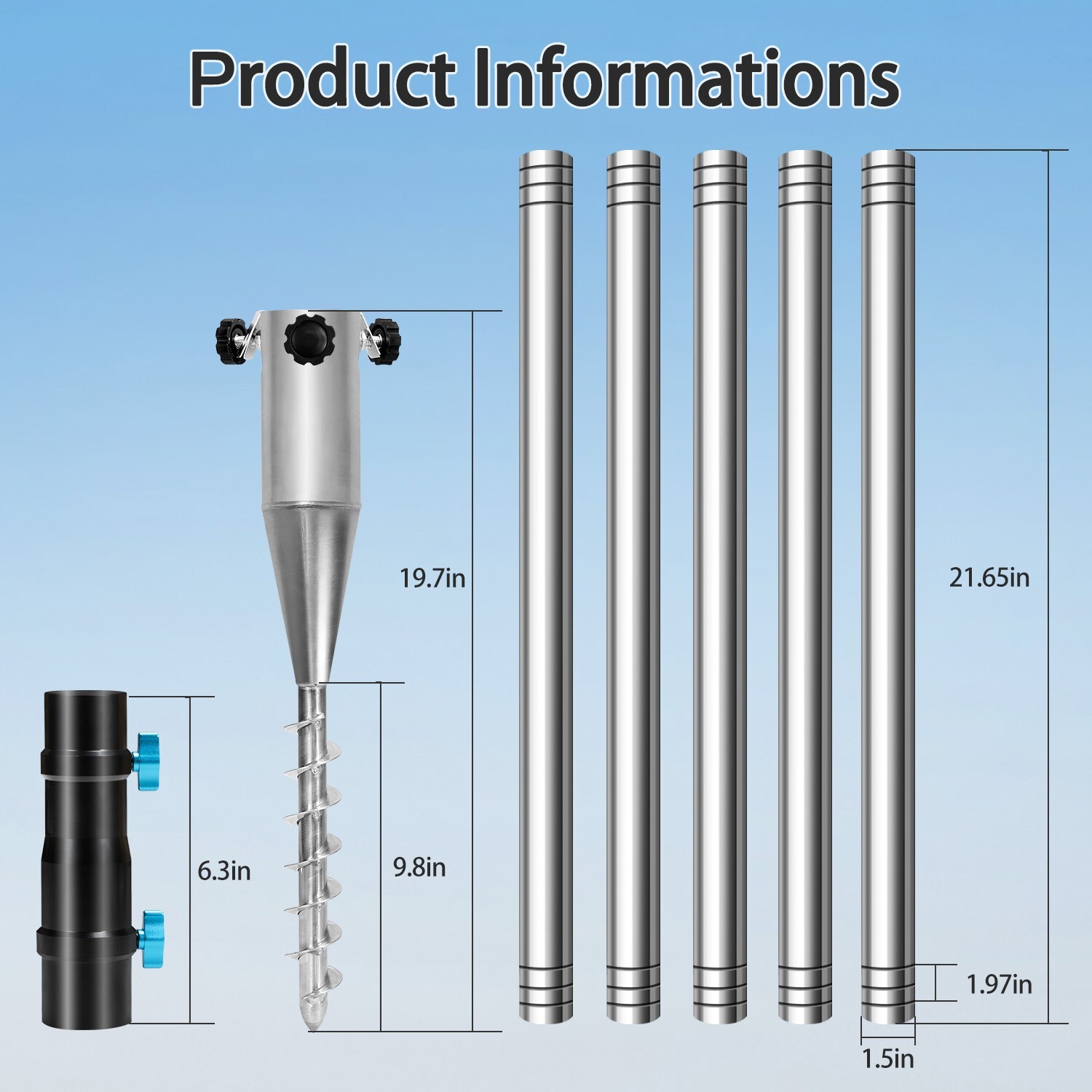 Starlink Ground Pole Mount Pole with No Dig Ground Anchor