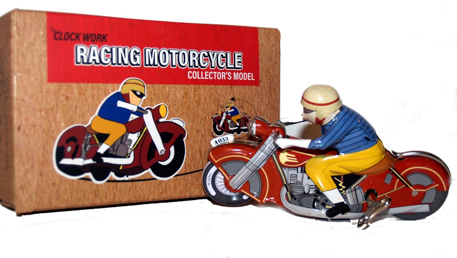 Tin Toy Windup Motorcycle with spinout action NEW!