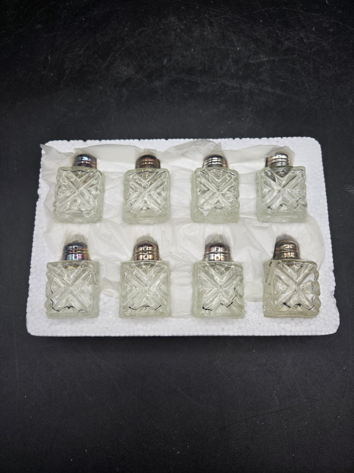 Vintage Individual Miniature Salt Pepper Shakers Silverplate Glass