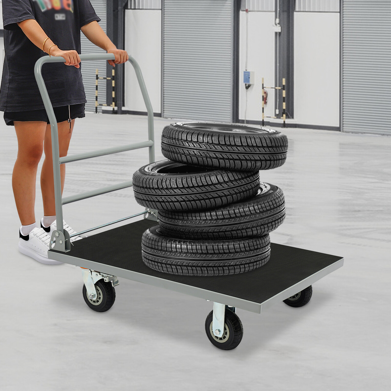 Platform Truck Cart Dolly Foldable Cart Heavy Duty Push Trolley 998kg/2200lbs