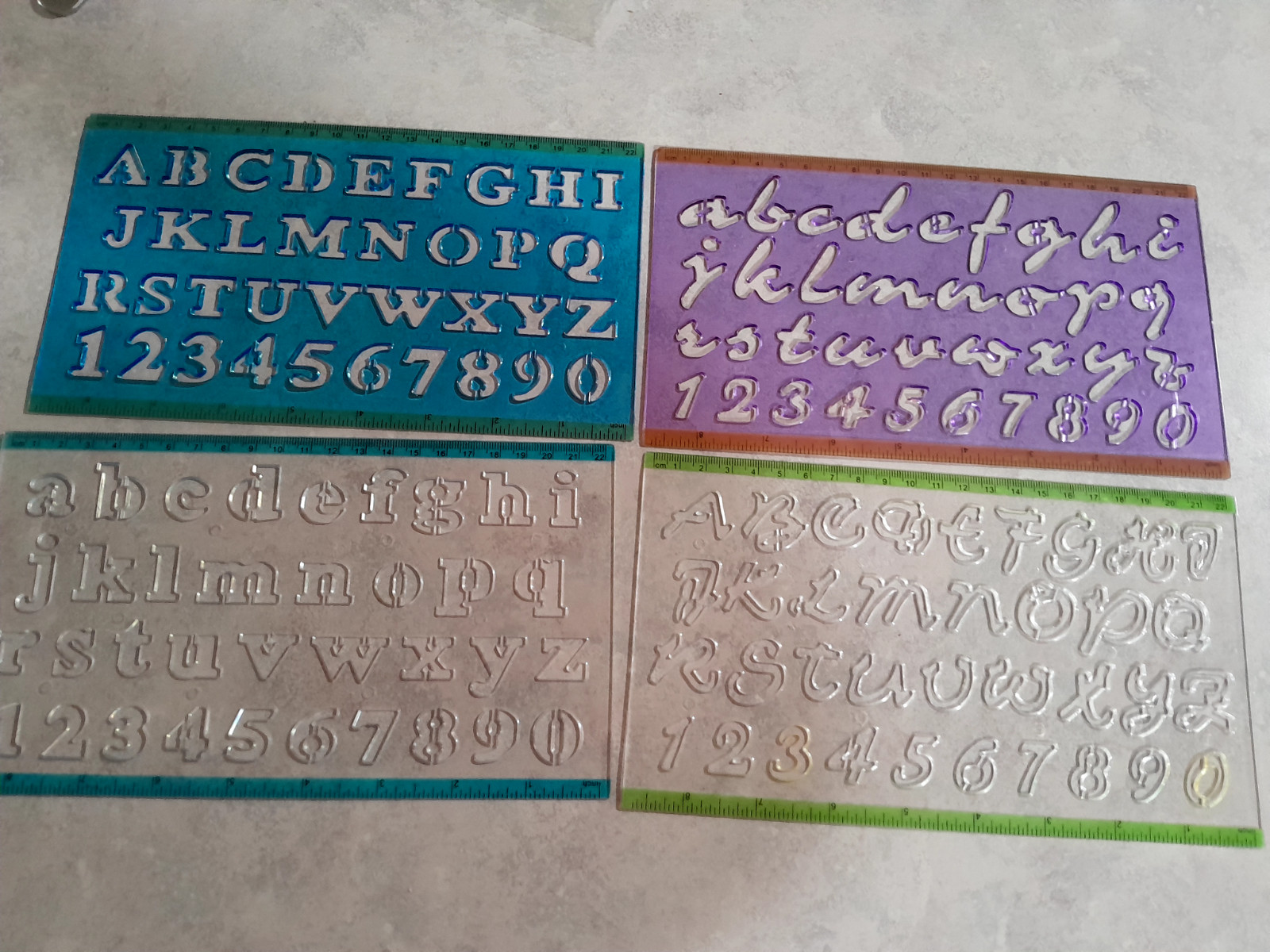 4 Pcs Plastic Numbers and Alphabet Templates Rulers for Scrapbooking