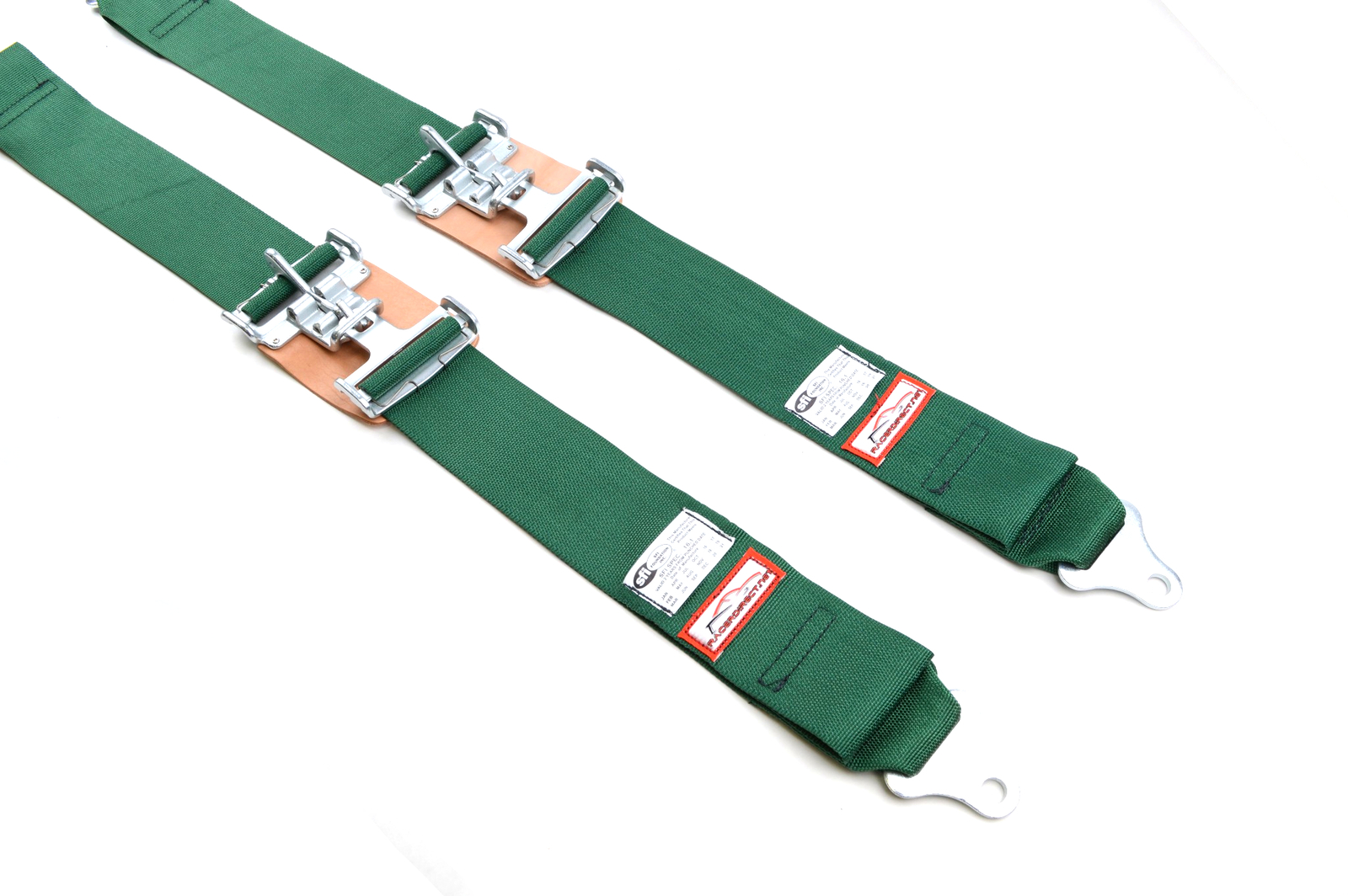 SAFETY HARNESS NEW PAIR 3" LATCH & LINK LAP BELT 2 POINT RACING BELT GREEN