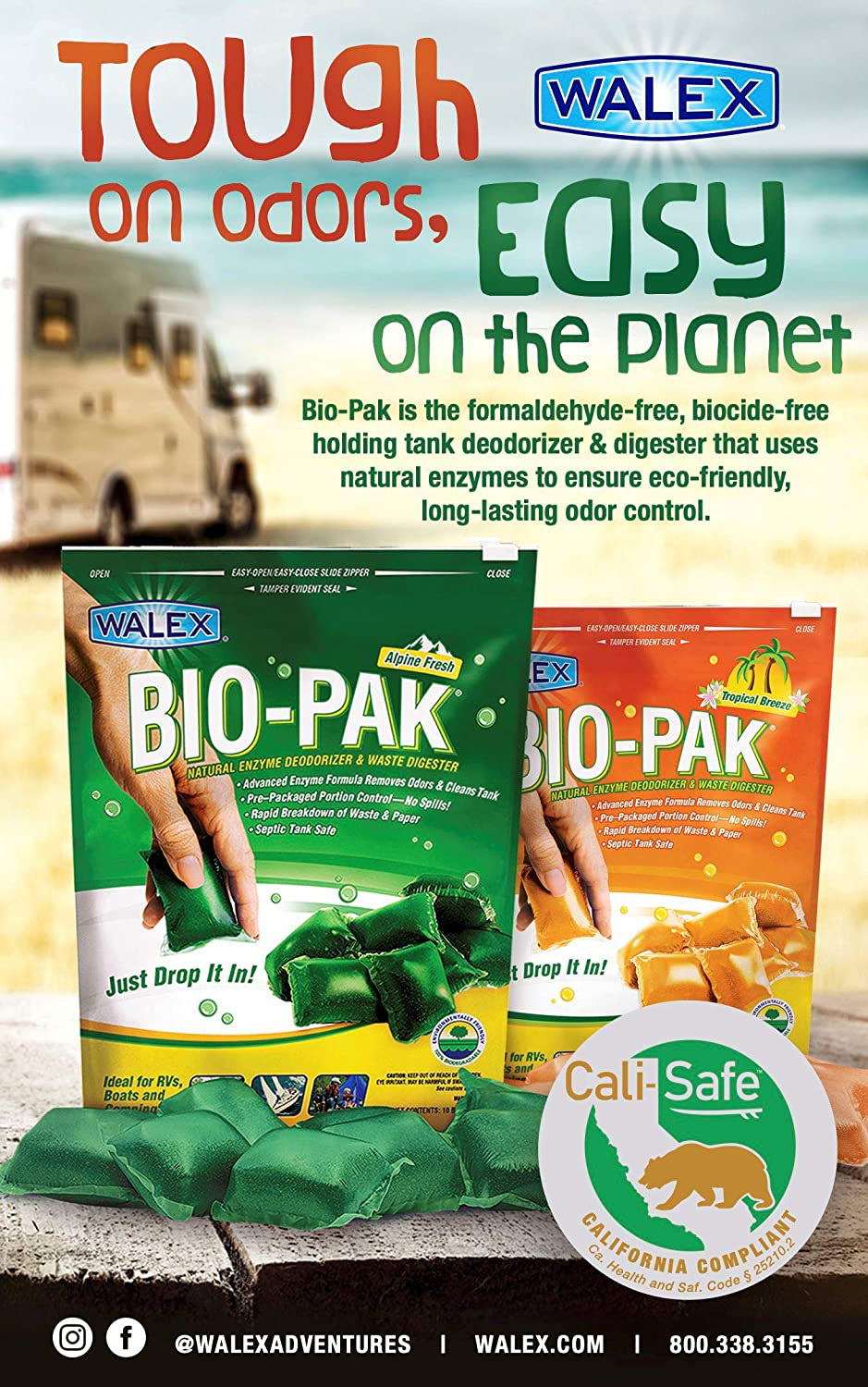 Walex Biopak Deodorizer Sanitation Septic Tank Treatment Rv Campers Parts 10Pack