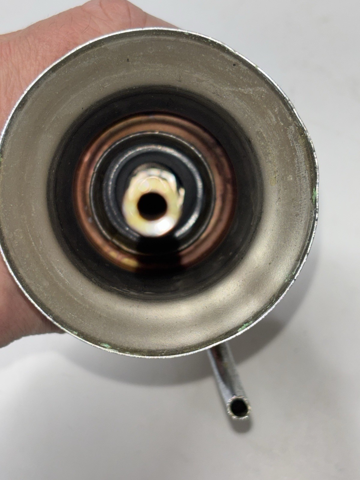 Retro Vintage MCM Liquor Dispenser Chrome & Glass Red Resin ~ Bar Decor