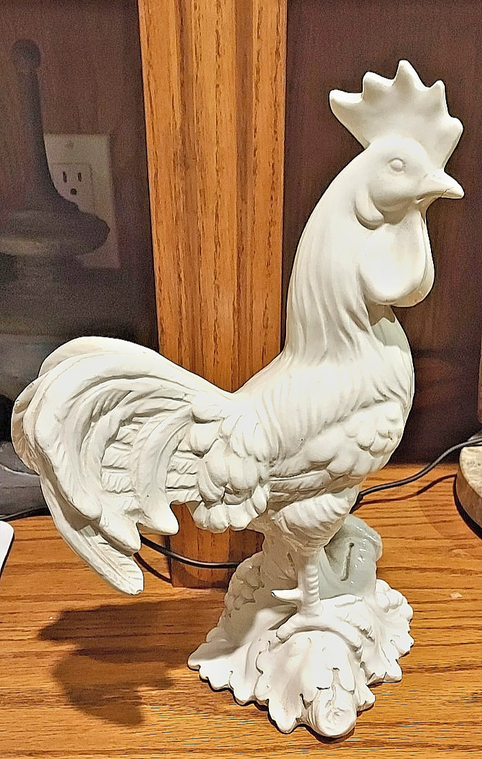 Large Italian Ceramic White Rooster/ Chicken 14"