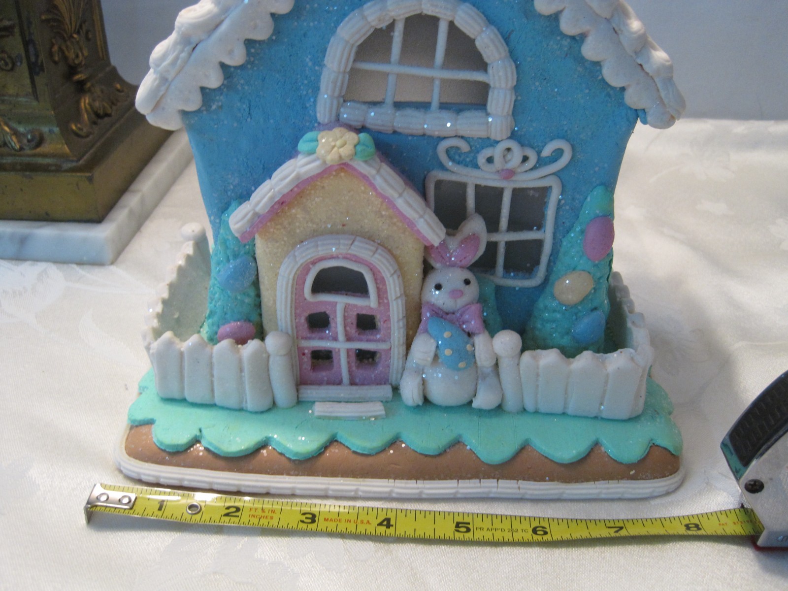 Cupcakes & Cashmere SUGARED Pastel Easter light up Gingerbread House Bunny