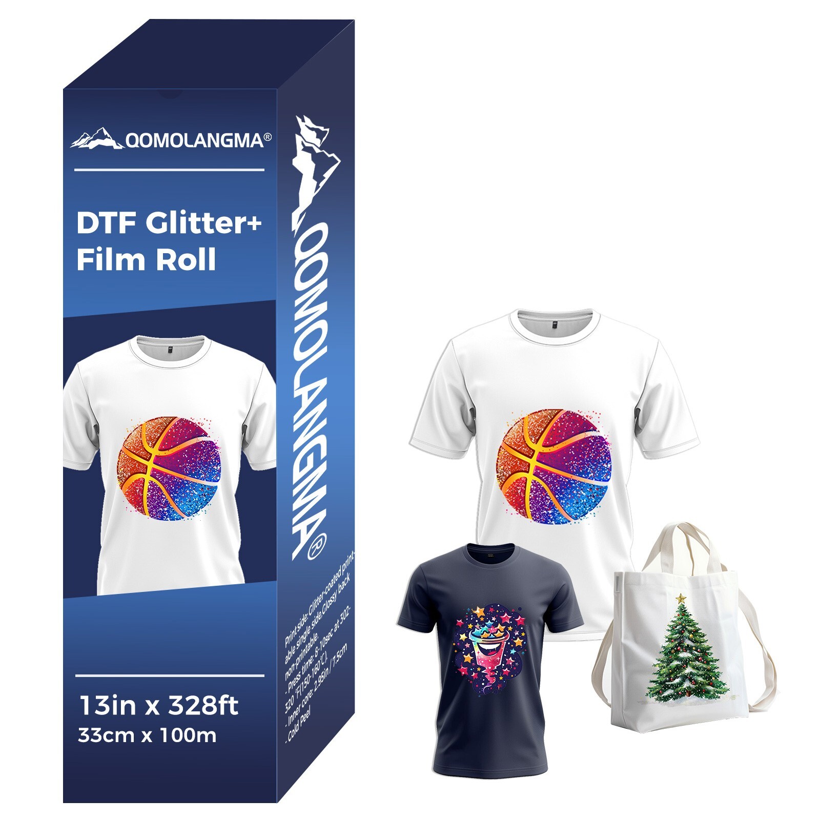 US Stock Local Pickup 13in x 328ft PET Transfer DTF Glitter+ Film Roll Cold Peel